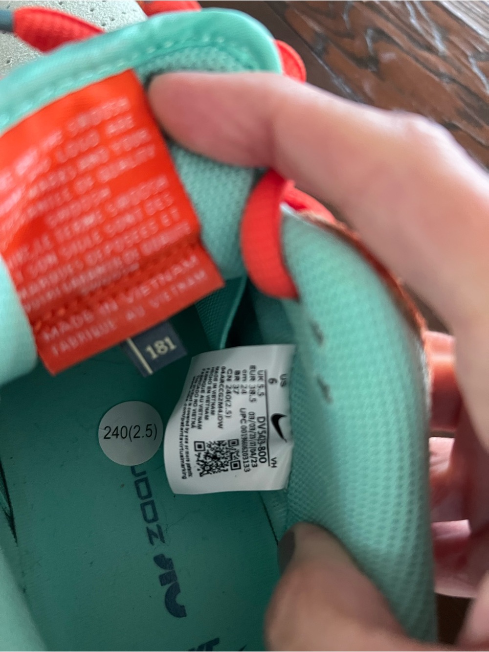 Nike Mint Green and Orange Kids Running Shoe - Picture 1 of 4